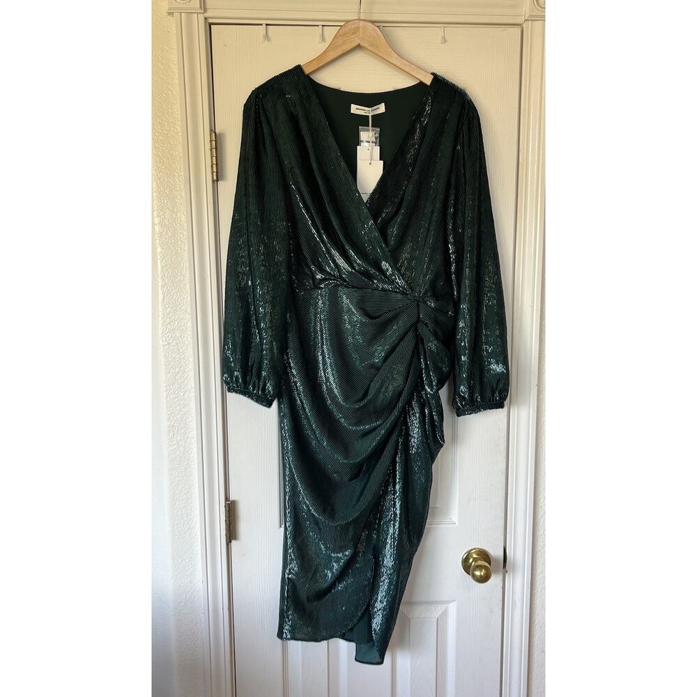 Amanda Uprichard Roma Dress large Green Ansella Burnout Metallic Sparkle NWT - Picture 4 of 9